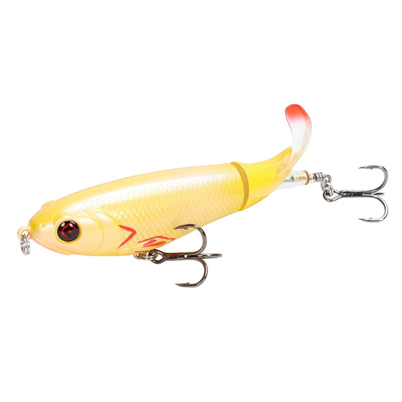 1pcs Whopper Popper 10.5cm 17g Topwater Fishing Lure Artificial Hard Bait 3D Eyes Plopper Soft Rotating Tail Fishing Tackle